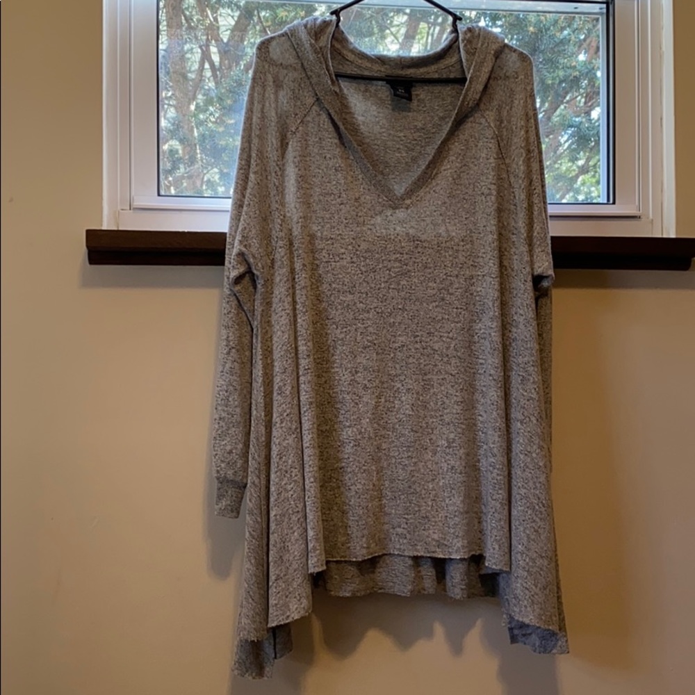 Gray Heather Asymmetrical Hooded Sweater